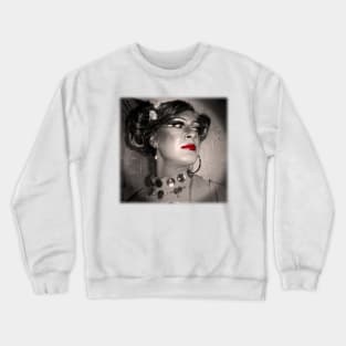 Expressive face with red lipstick Crewneck Sweatshirt